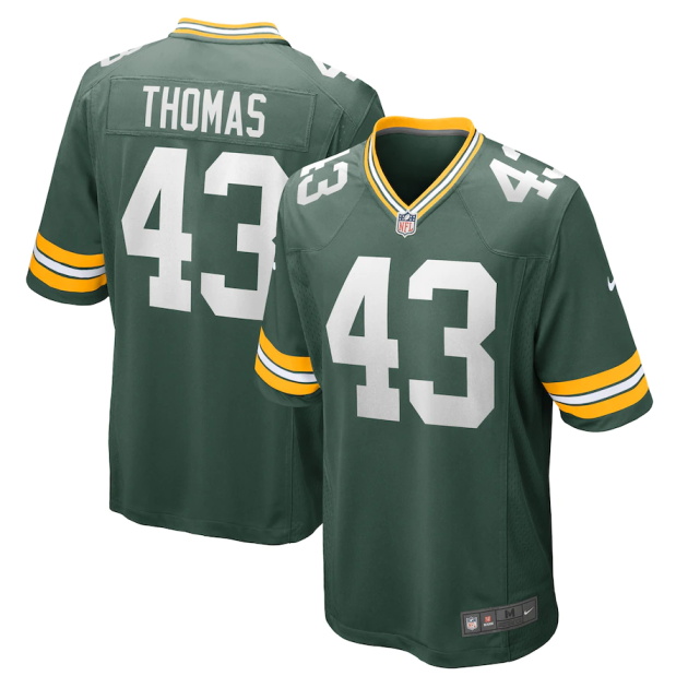 mens nike kiondre thomas green green bay packers game player jersey